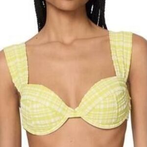 Kate Spade Yellow Plaid Bikini Top
